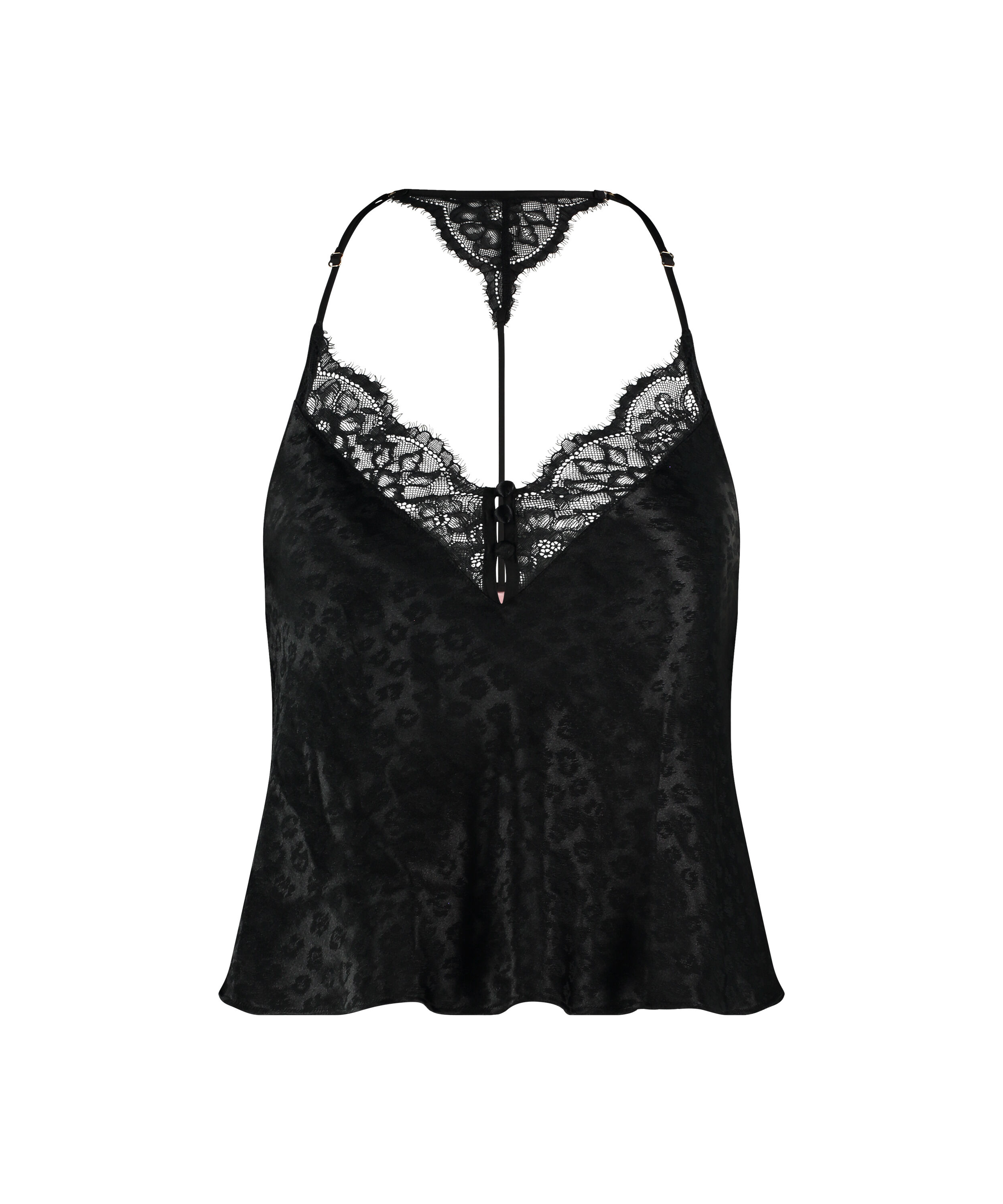 Camiseta top Leopard, Negro