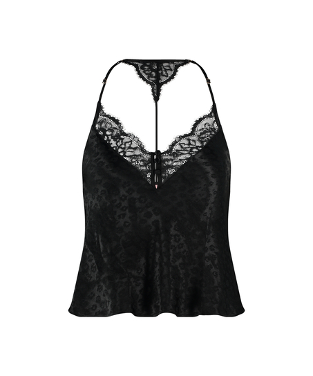 Camiseta top Leopard, Negro