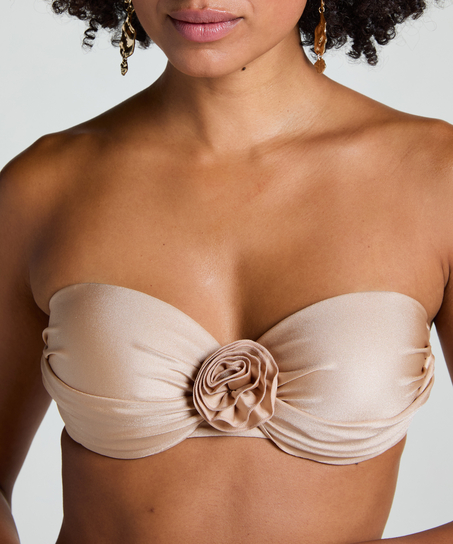 Top de bikini bandeau Lima, Beige
