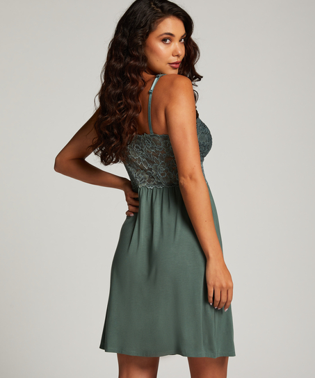 Vestido lencero Nora Lace, Verde