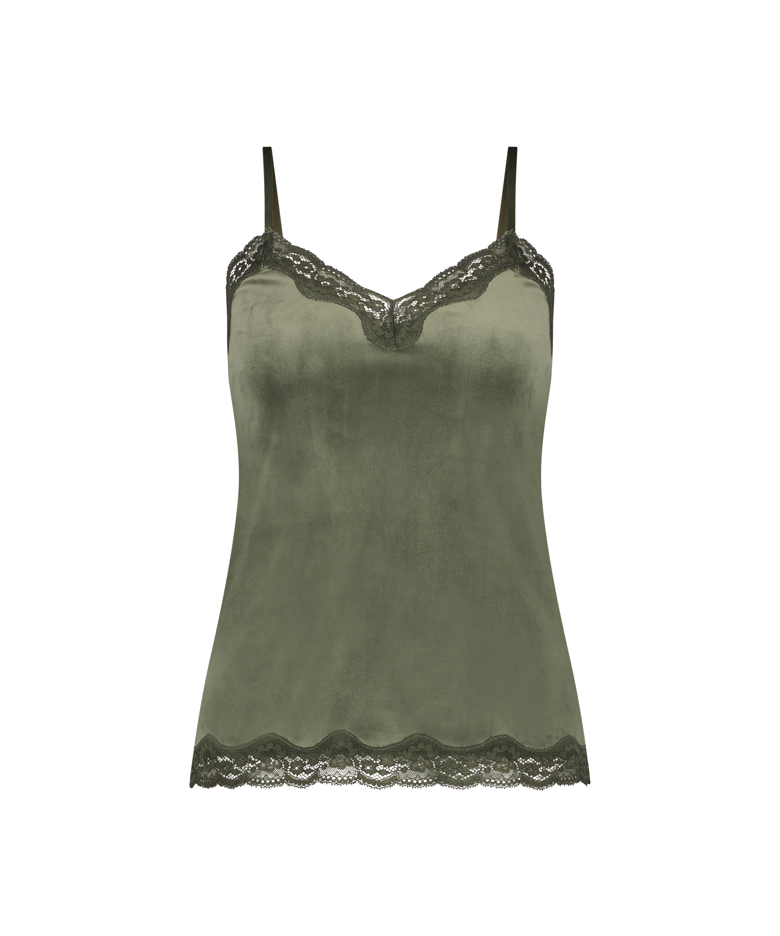 Camiseta top Velours Lace, Verde, main