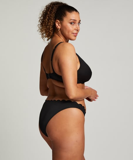 Top de bikini de aros no preformado Scallop, Negro