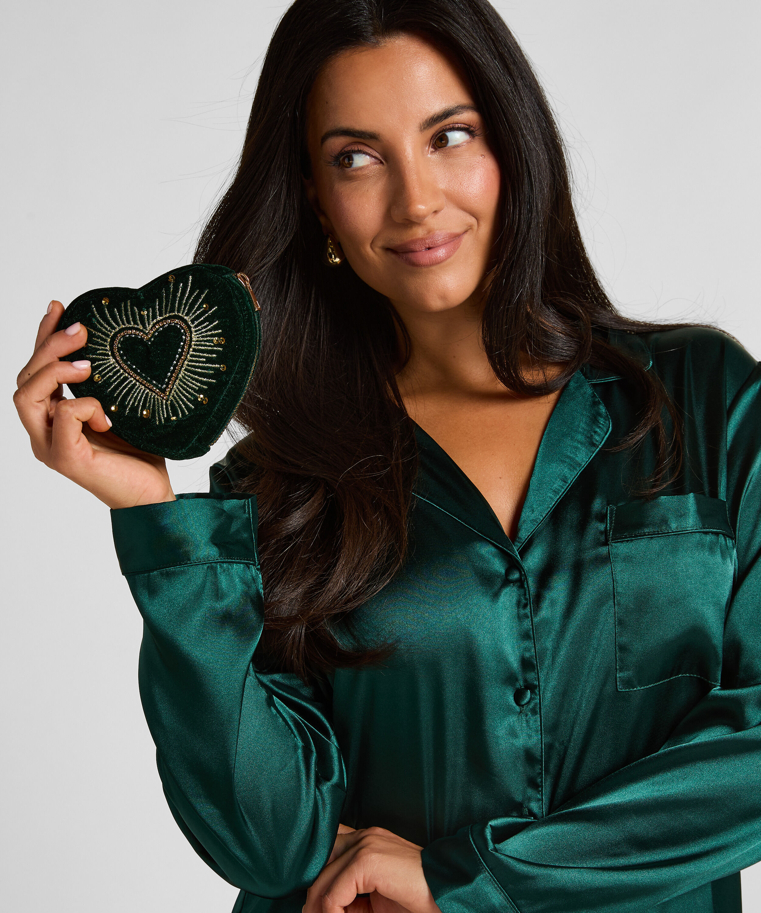 Monedero corazón con cremallera, Verde