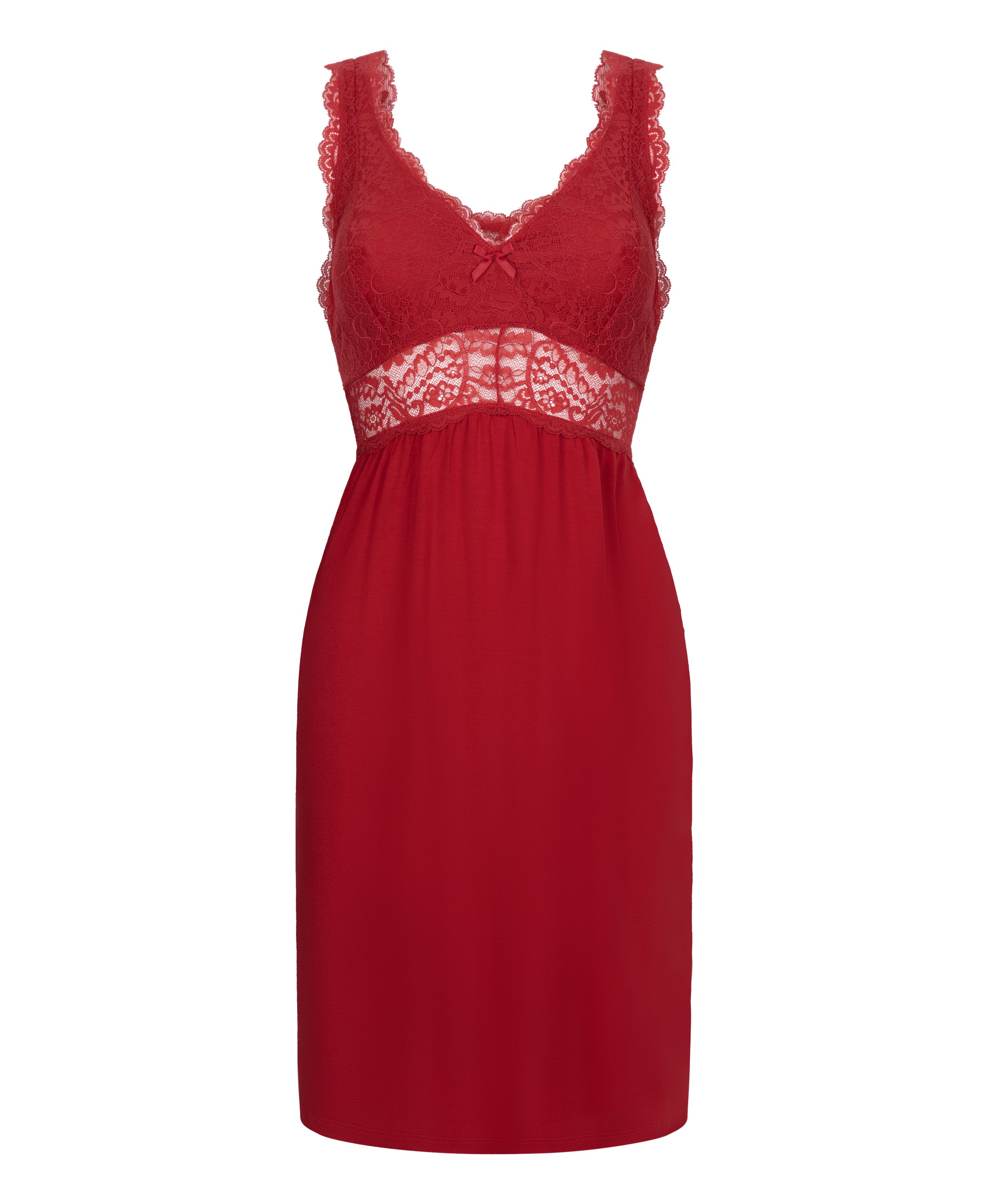 Vestido lencero Nora Lace, Rojo, main