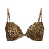 Top de bikini de aros preformado Leopard, Marr&oacute;n