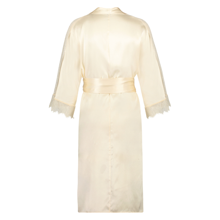 Kimono de satén y encaje, Beige