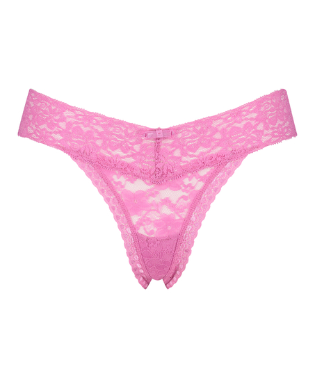 Tanga de corte ultra bajo en forma de V, Rosa