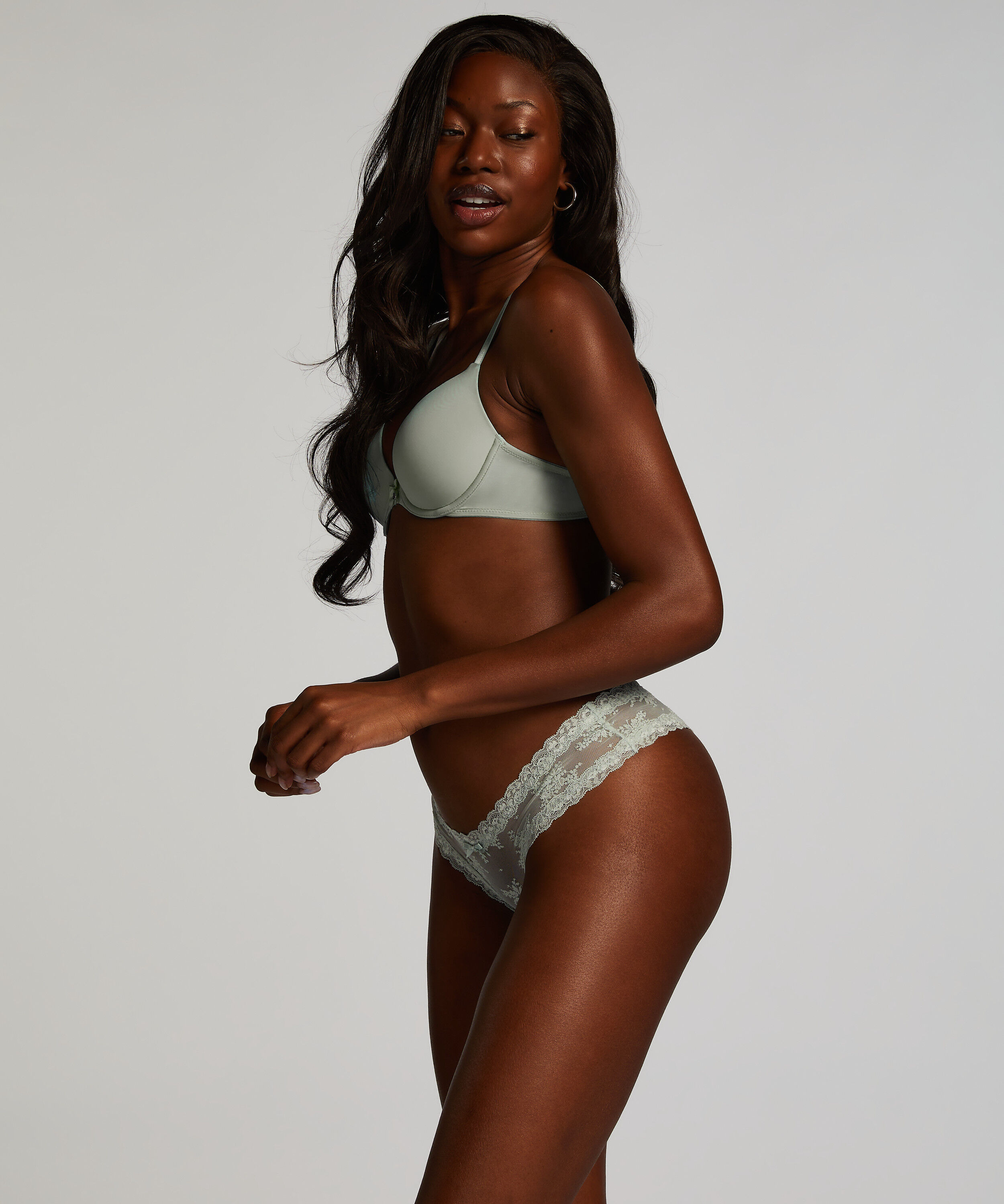 Brasileña en forma de V burn-out mesh, Verde