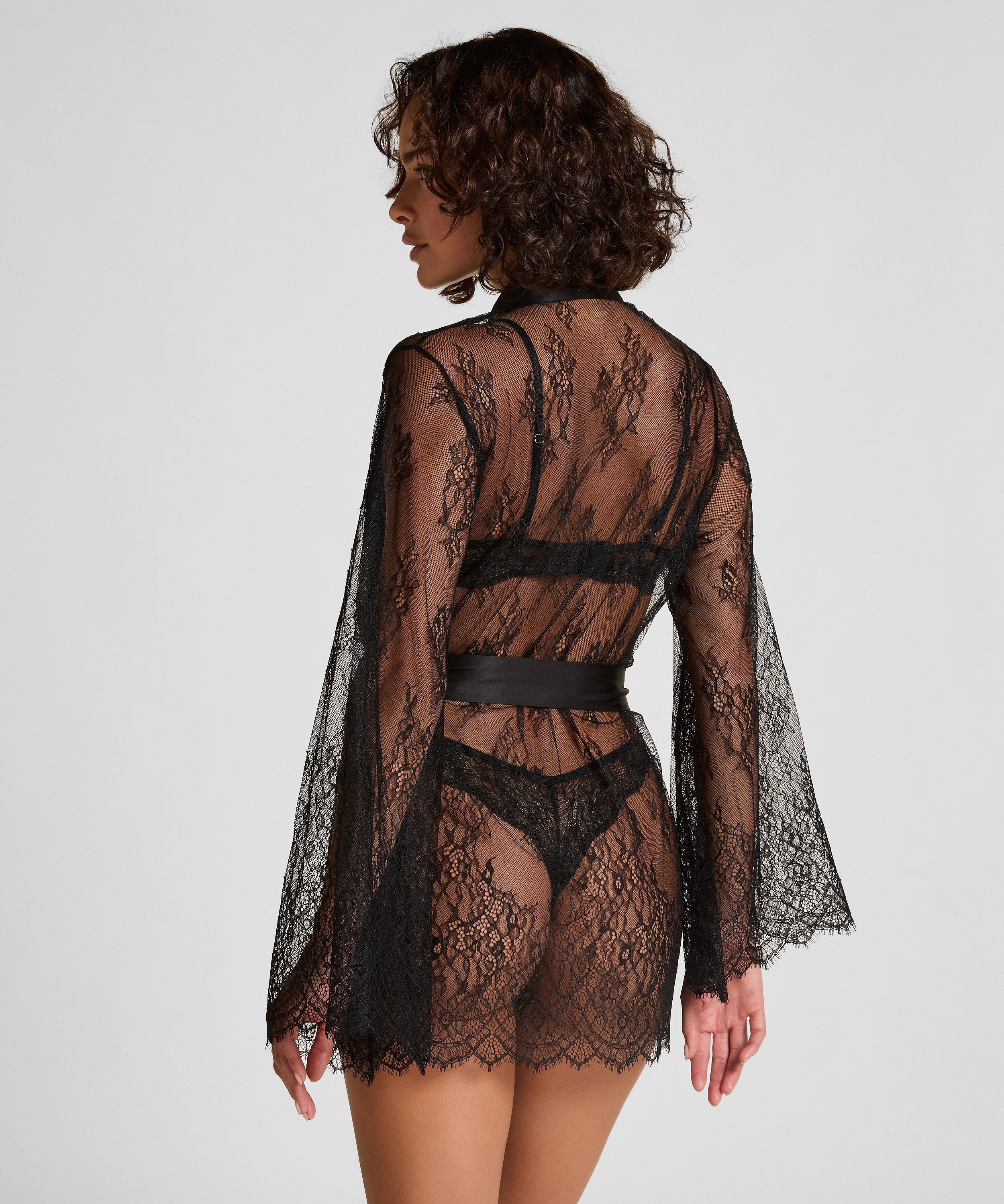 Kimono Allover Lace, Negro, main