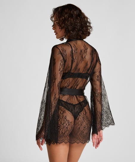 Kimono Allover Lace, Negro