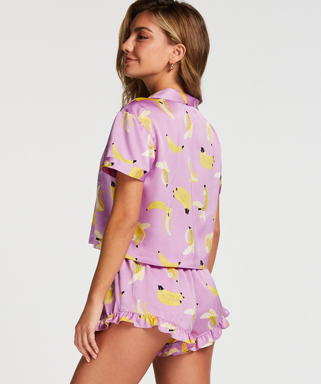 Pantal&oacute;n corto de sat&eacute;n, Morado