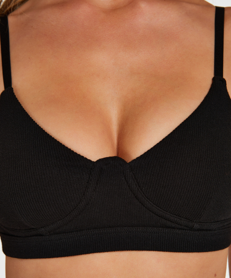 Bralette Rib Baddie, Negro