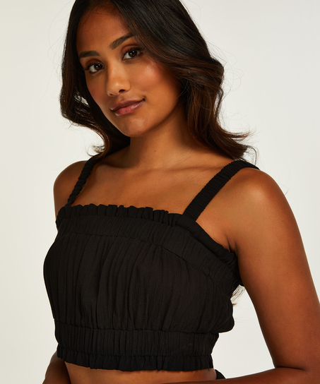 Crop top Ruched, Negro