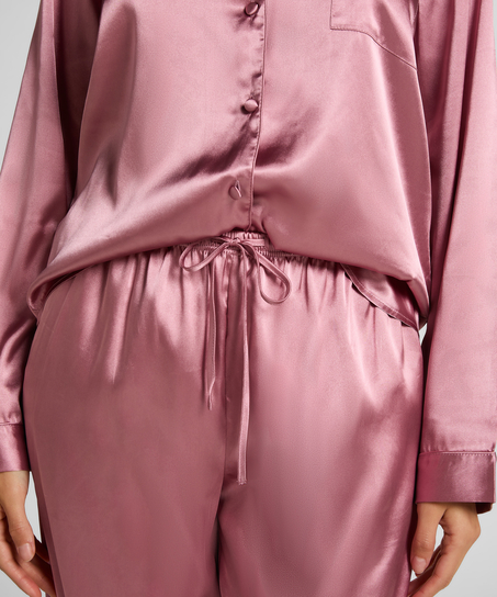 Conjunto de pijama de sat&eacute;n brillante, Rosa