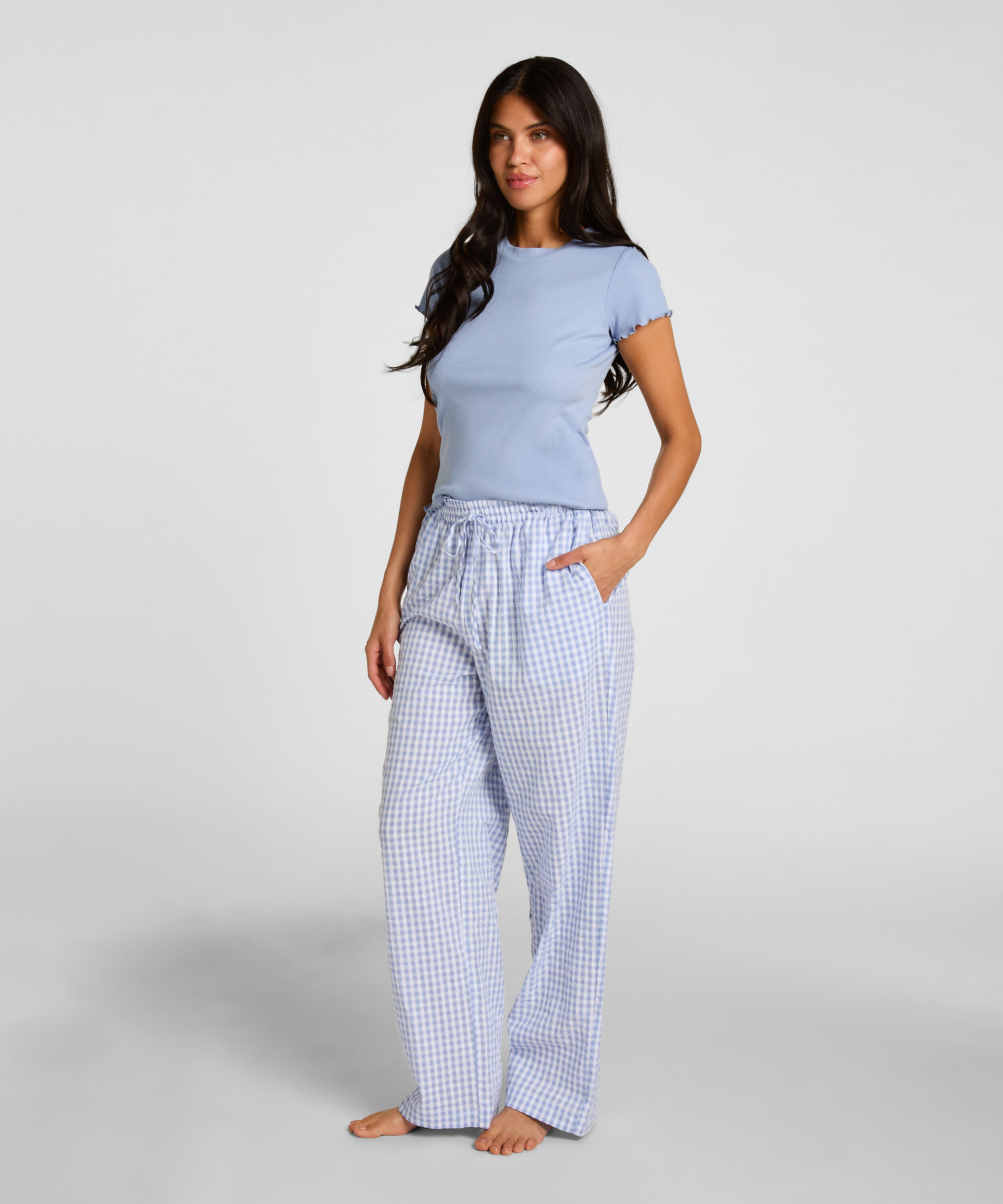 Pantalón de pijama de algodón, Azul