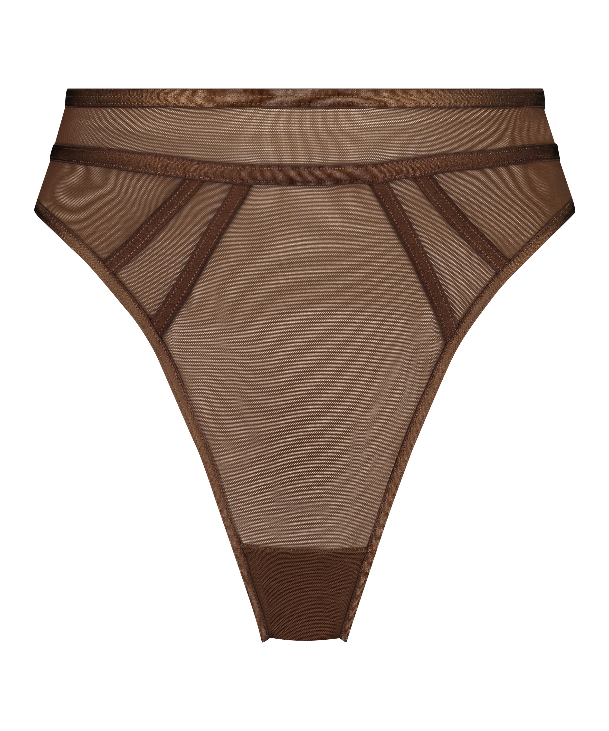 Tanga de tiro alto Sexy Mesh, Marr&oacute;n, main