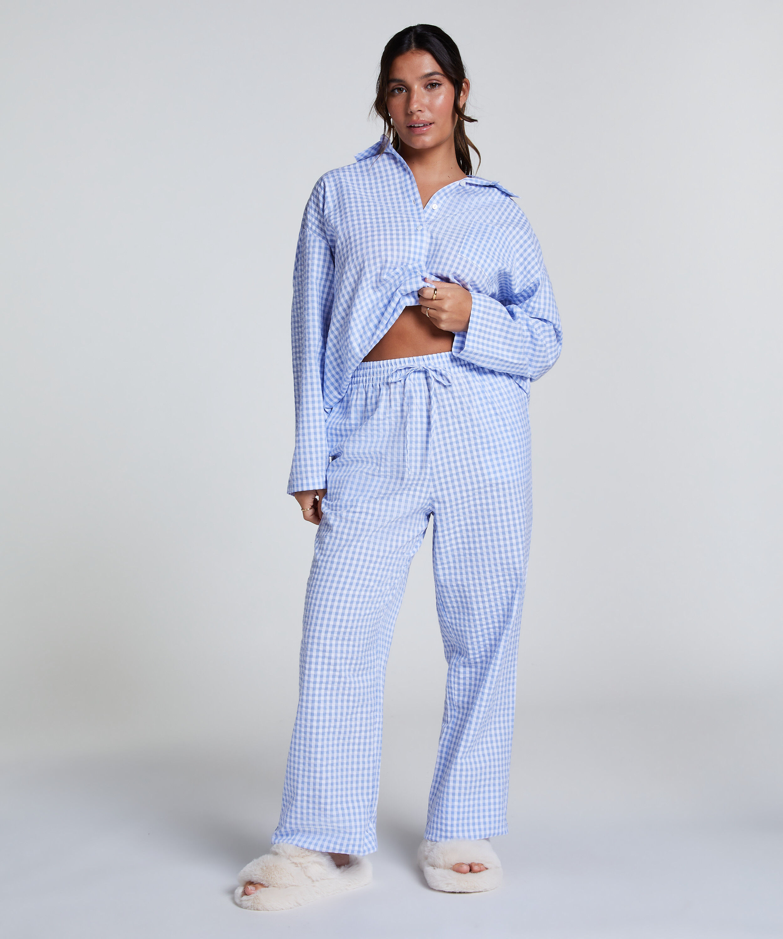 Pantalón de pijama de algodón, Azul