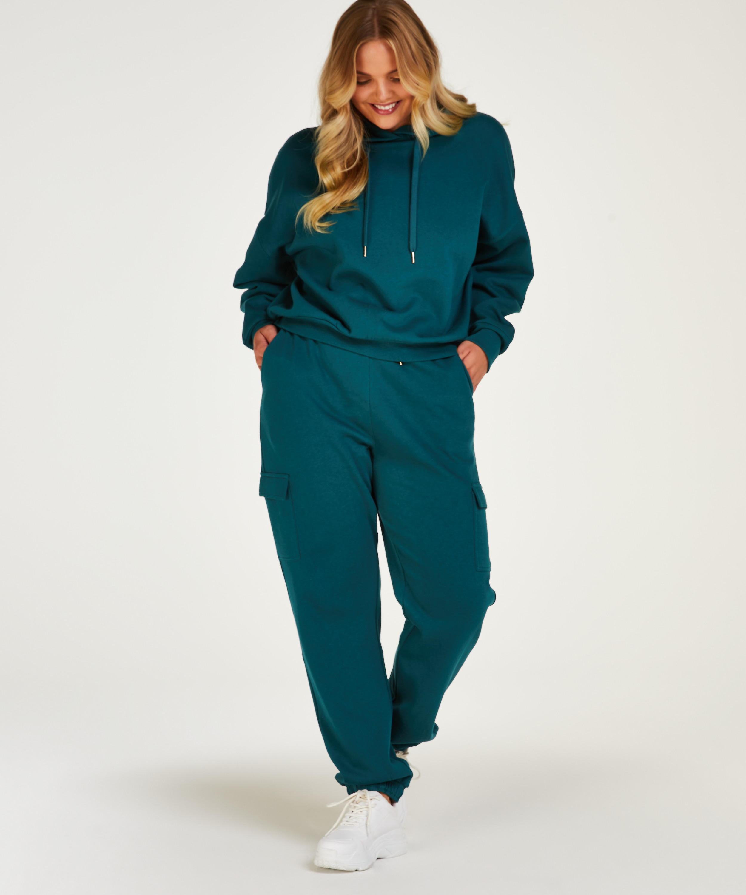 Sudadera de manga larga con capucha, Azul, main