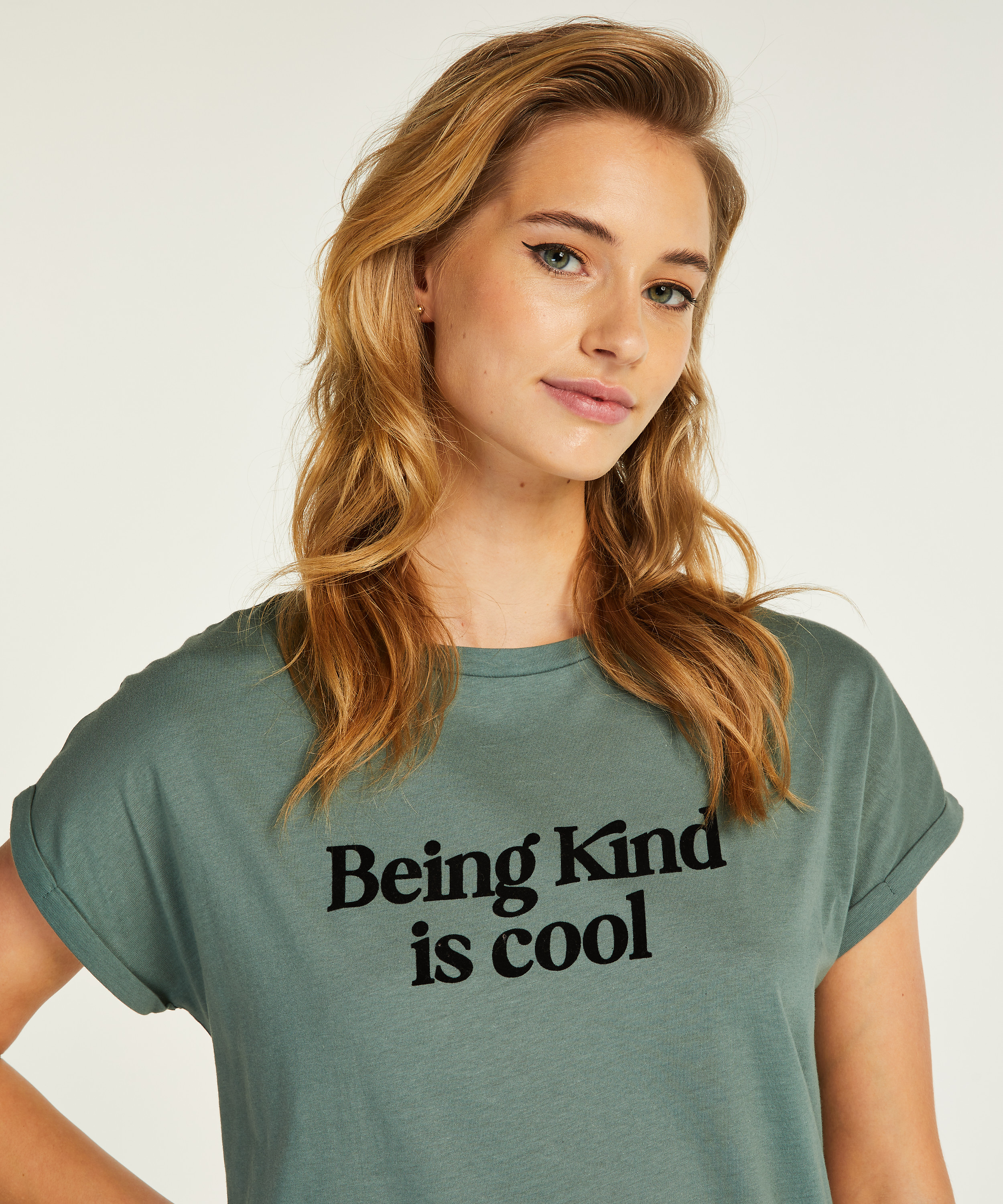 Camisón de escote redondo, Verde, main