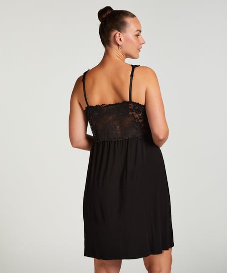 Vestido lencero Nora Lace, Negro