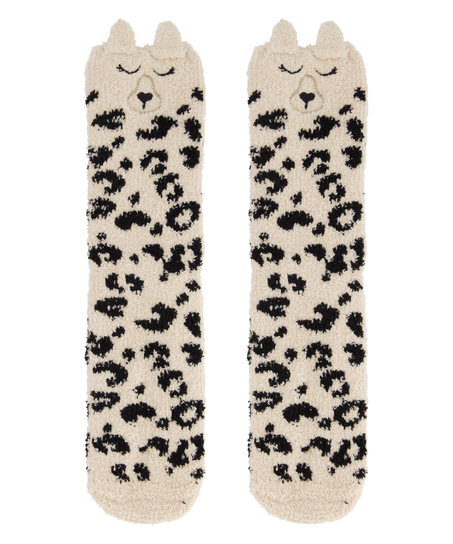 Calcetines de leopardo de las nieves, Beige