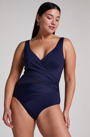 hunkemoller banador shaping shell mesh azul