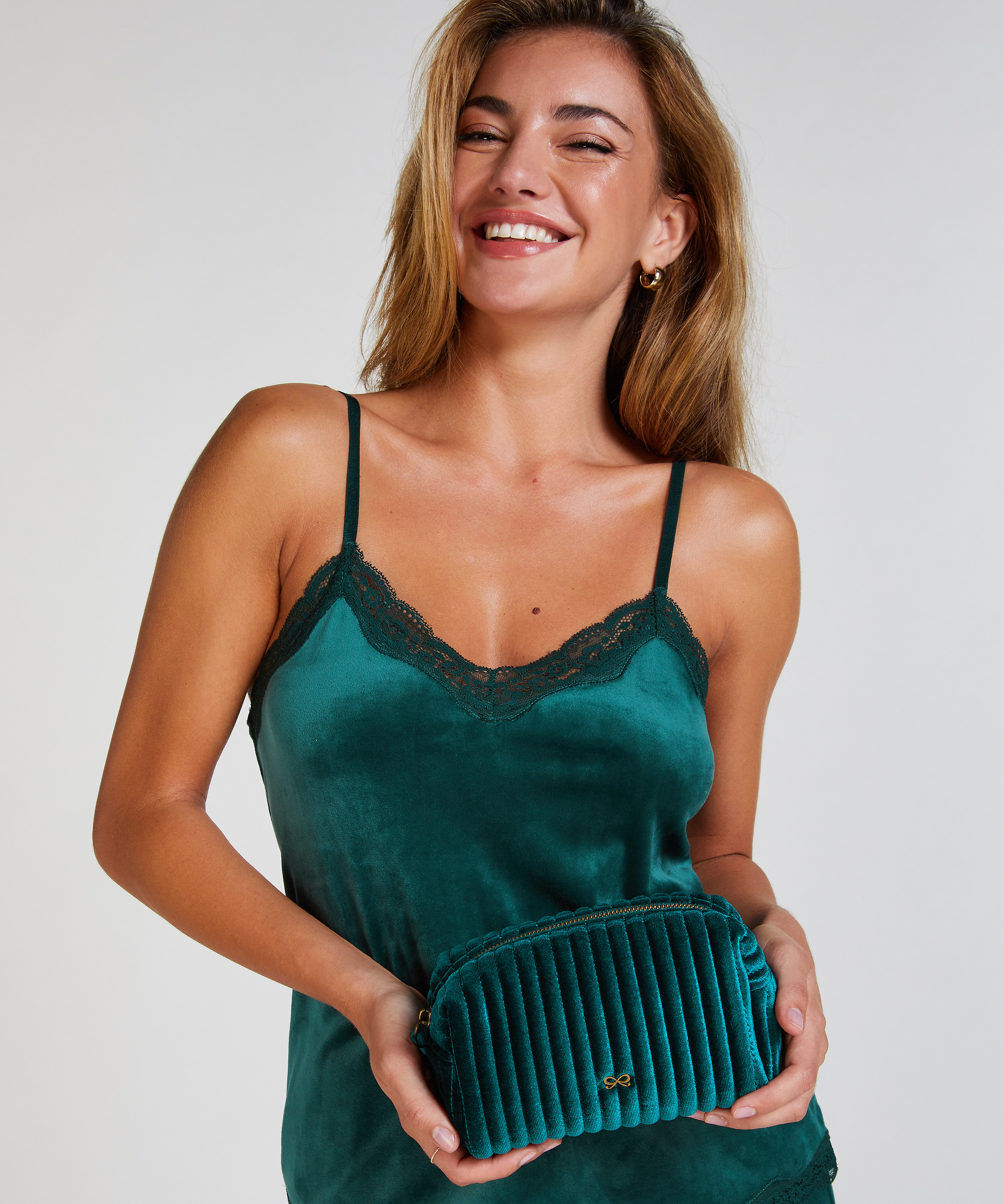 Neceser de maquillaje, Verde, main