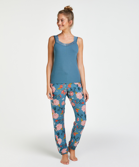 Camiseta sin mangas de punto y encaje, Verde