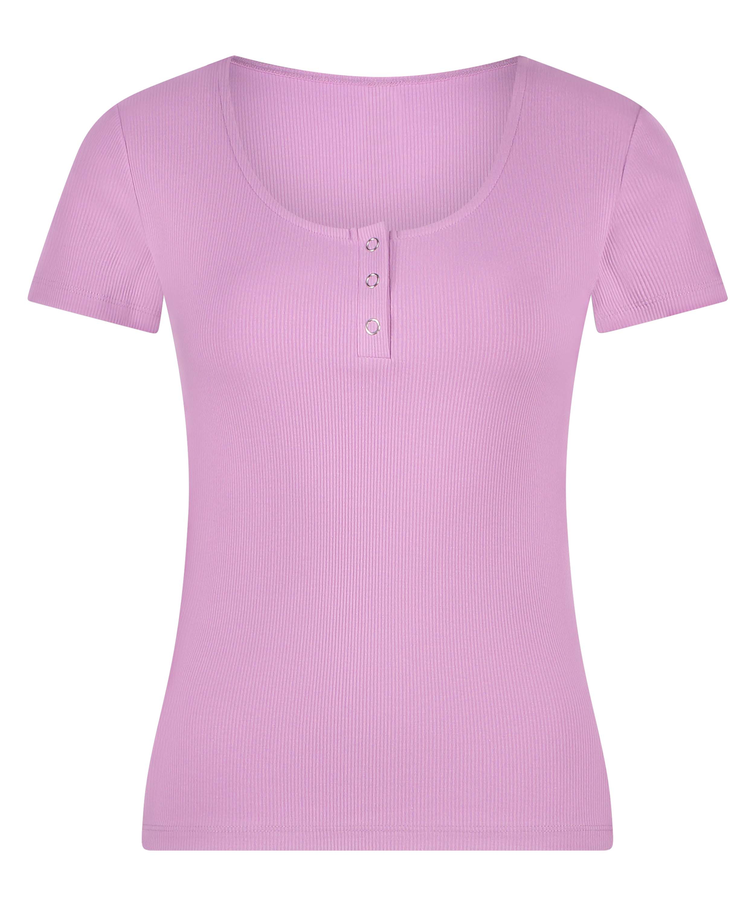 Top de pijama Henley, Morado, main