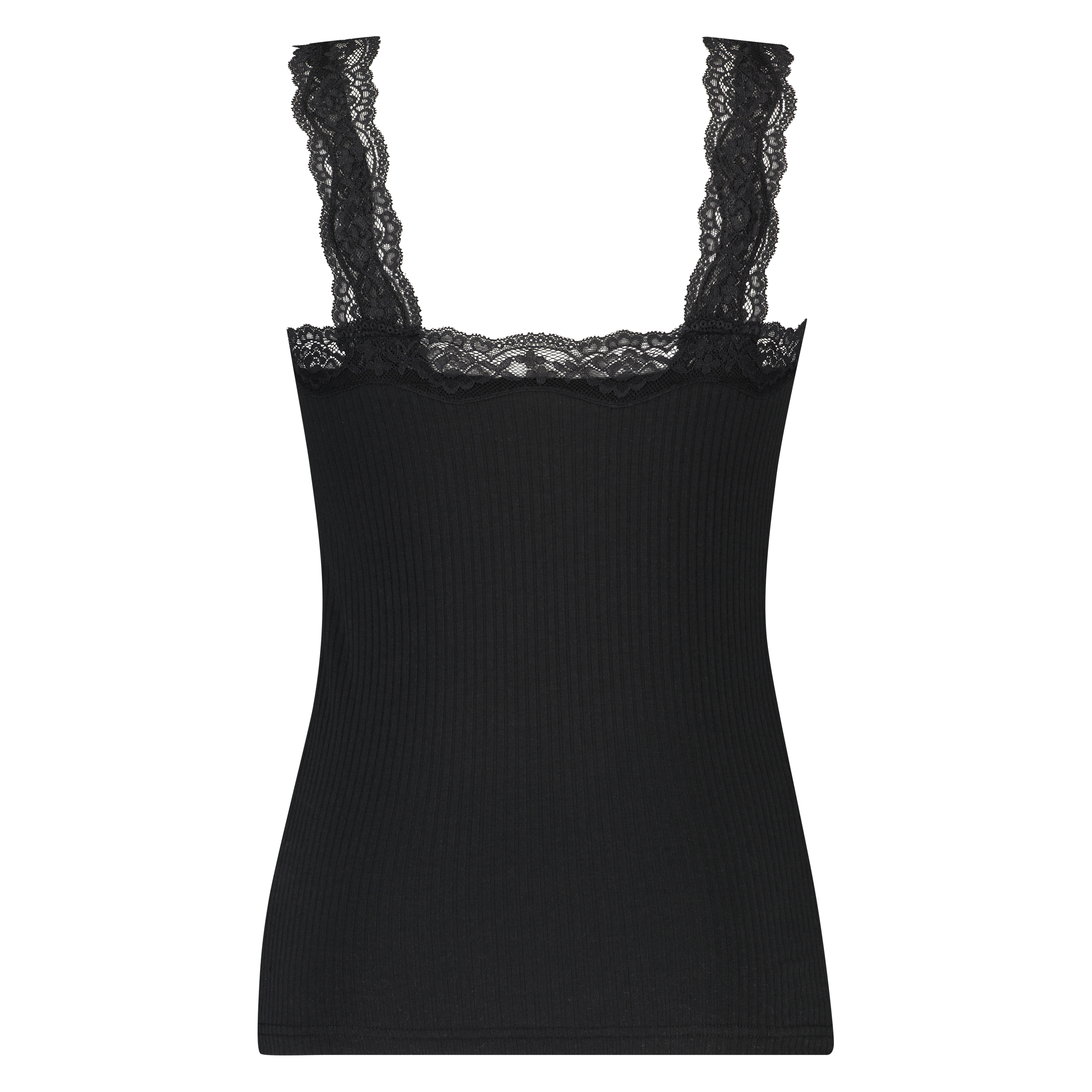 Cami Top Rib Lace, Negro, main