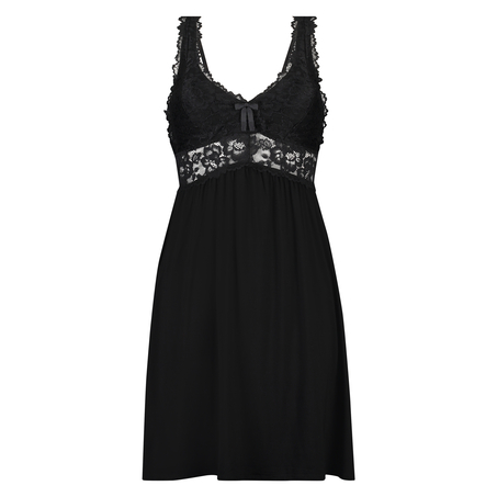 Vestido lencero Nora Lace, Negro