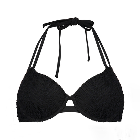 Crochet Bikini Top, Negro