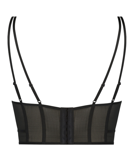 Sujetador con aros de l&iacute;nea larga sin relleno Boujee, Negro