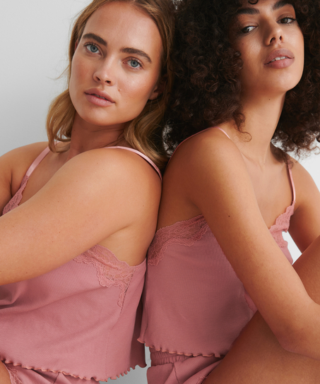 Cami de canal&eacute; y encaje Mia HKM x NA-KD, Rosa