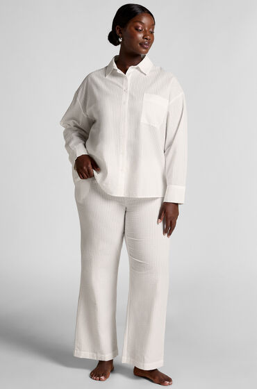Hunkemöller Pantalón de pijama de algodón Seersucker Blanco