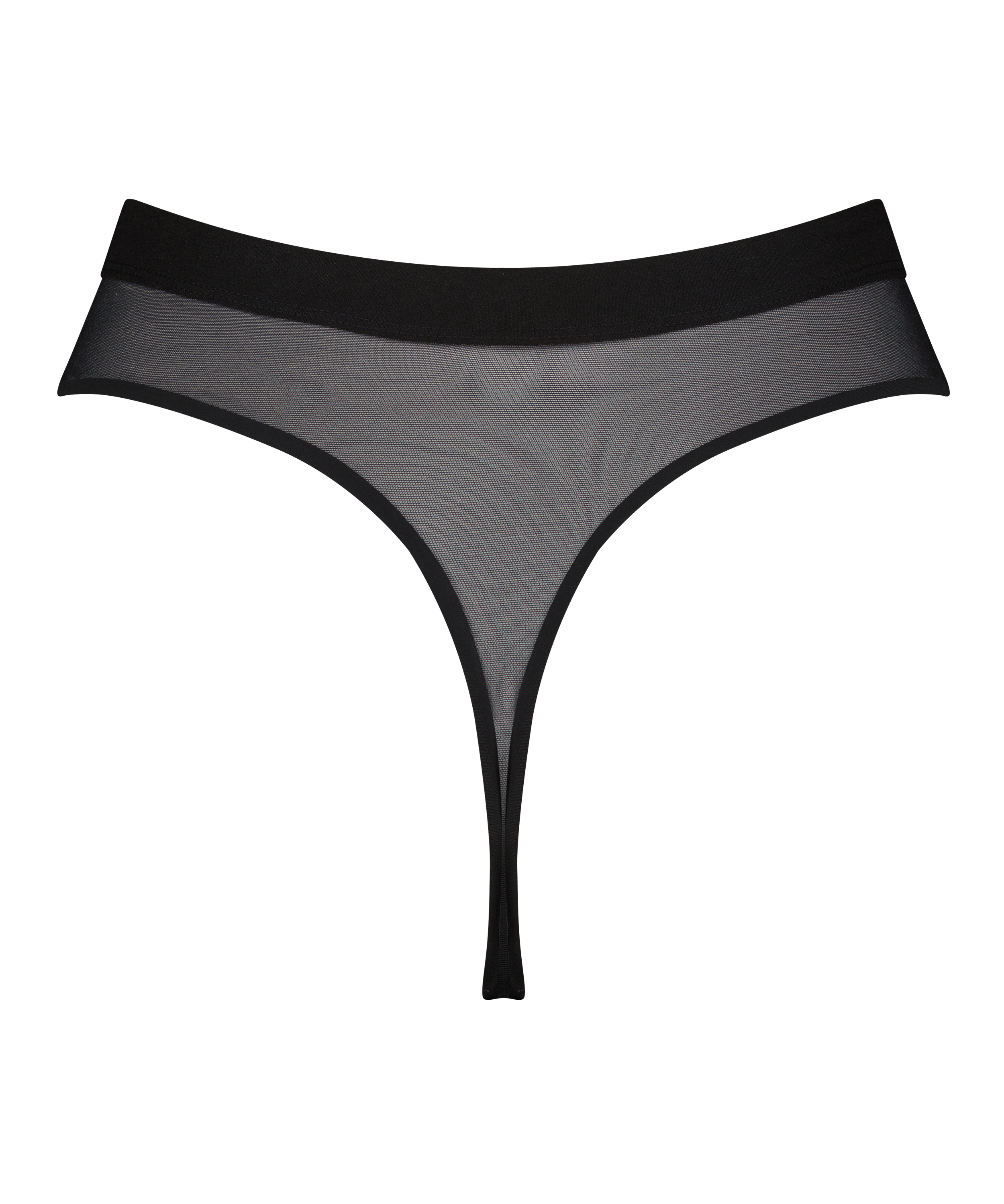Tanga de Malla Invisible de tiro alto, Negro, main