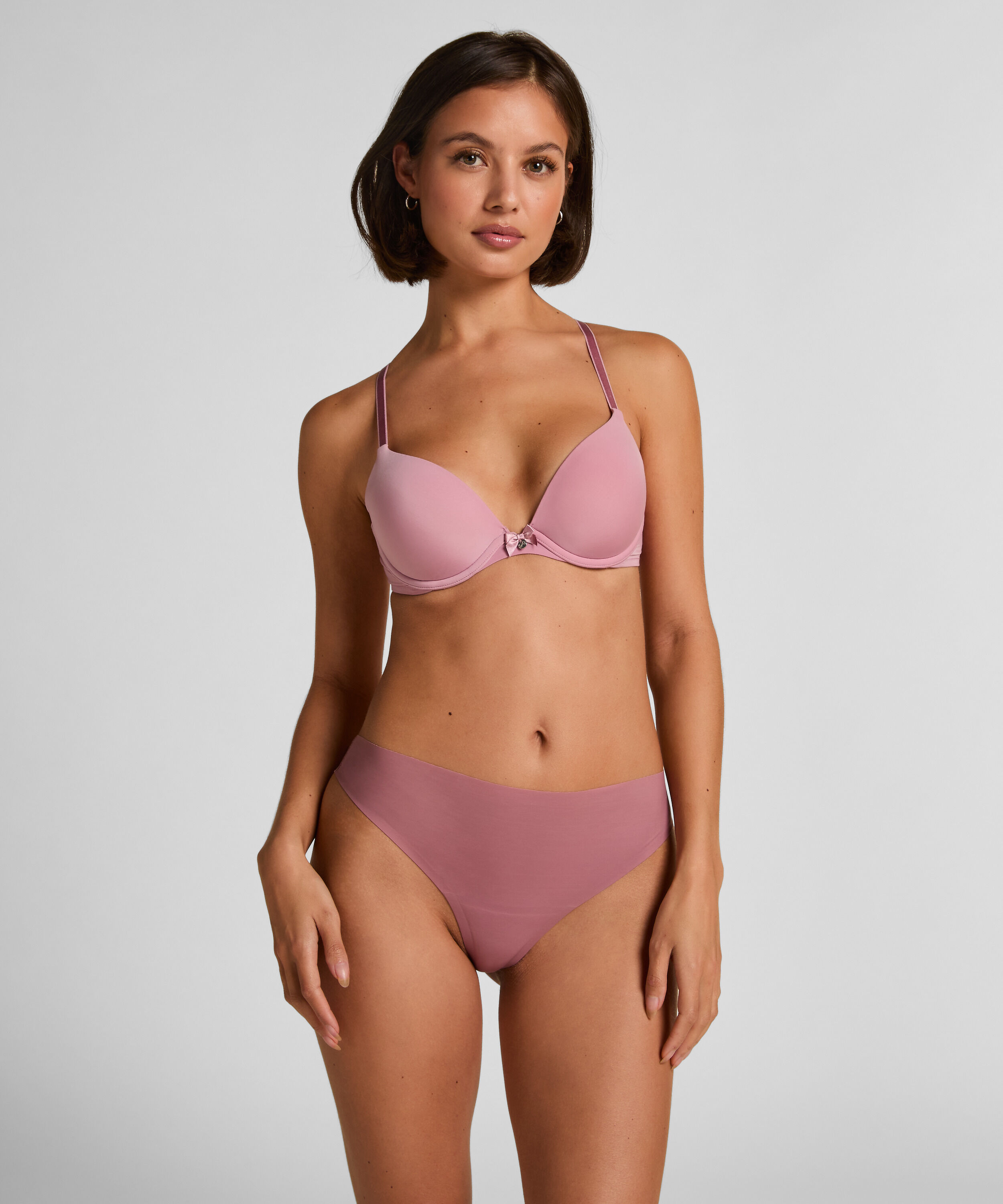 Tanga de hilo de pernera alta Invisible, Rosa