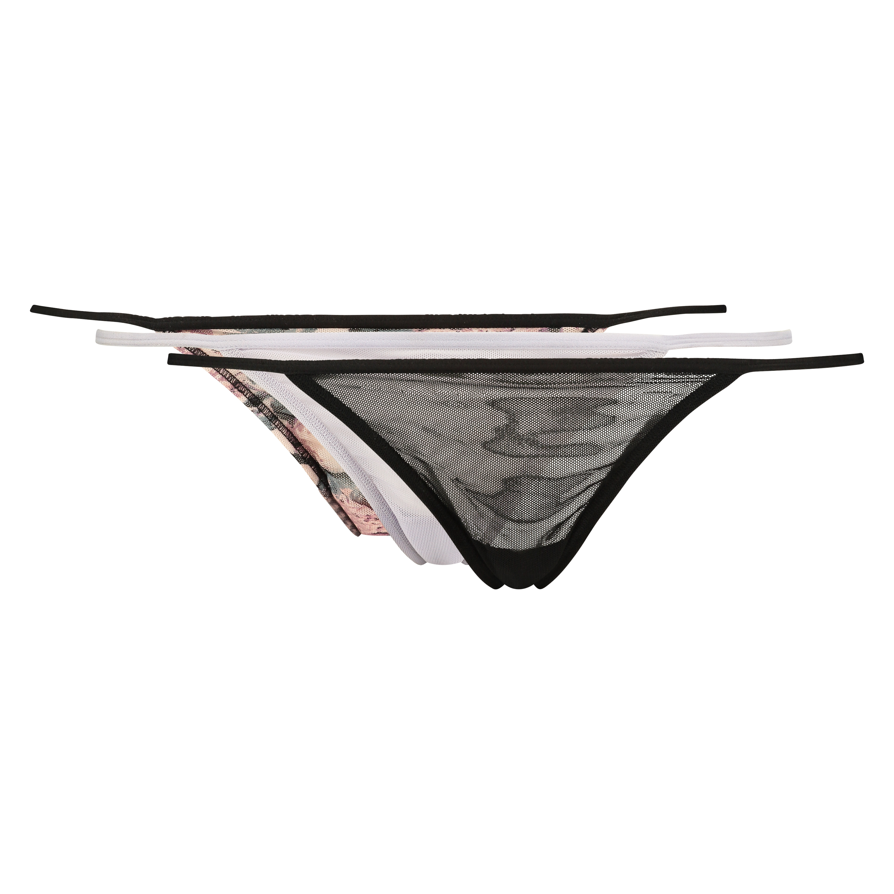 3-pack thongs mesh, Negro, main