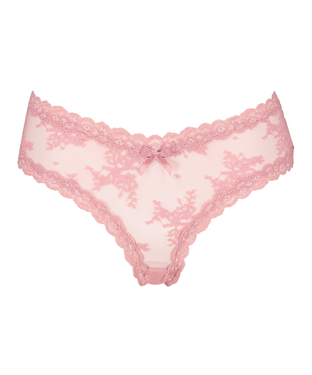 Brasile&ntilde;a en forma de V burn-out mesh, Rosa