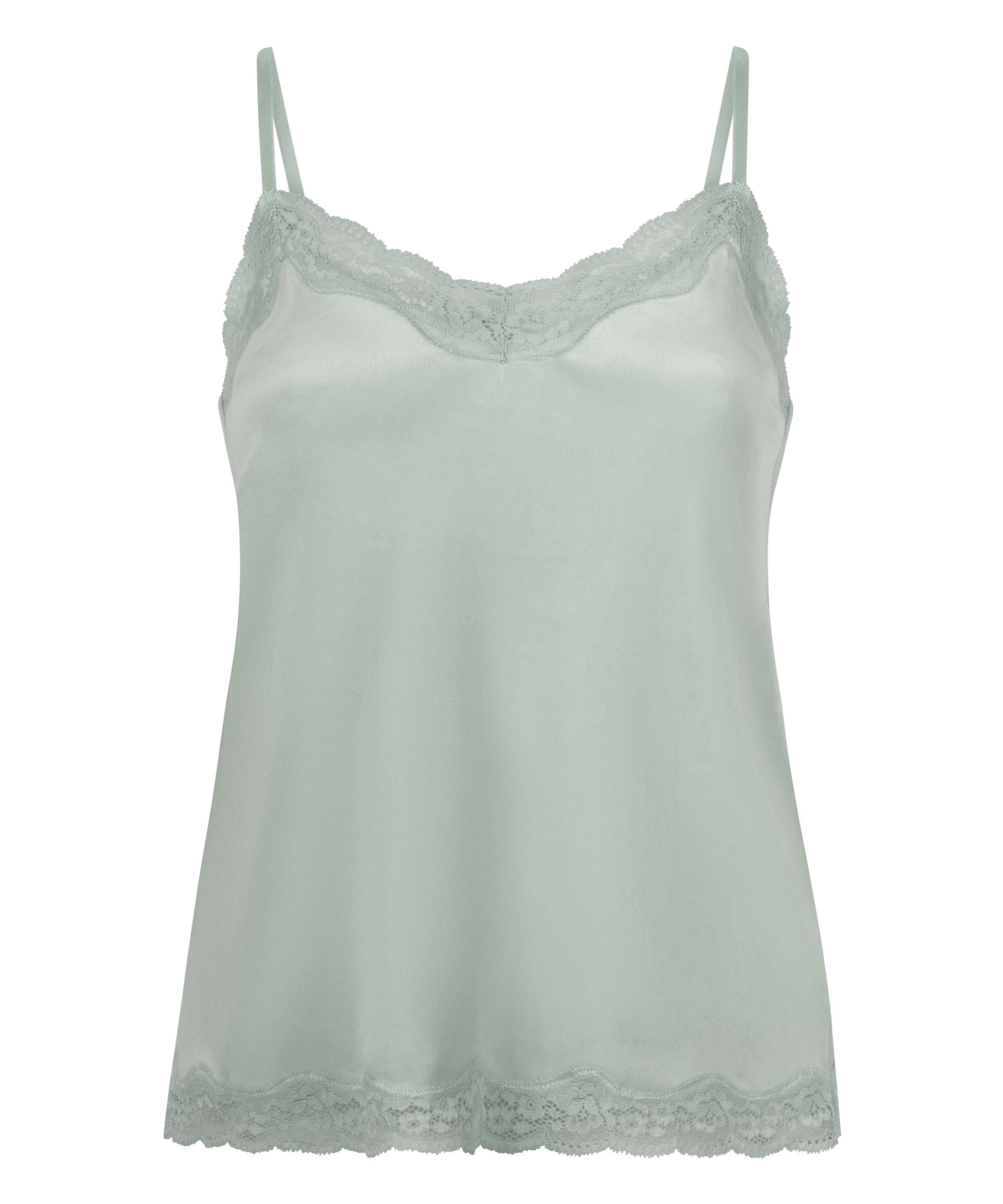Camiseta top Velours Lace, Verde, main