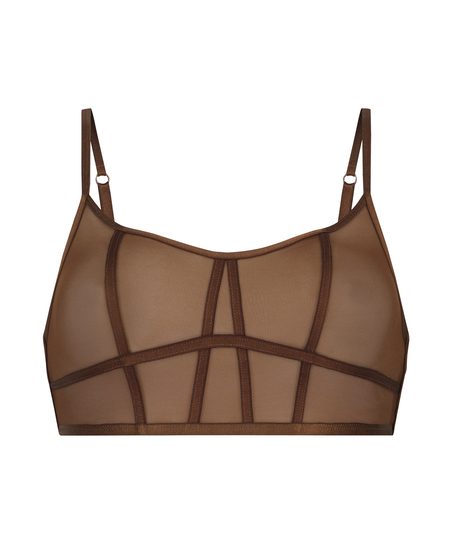 Bralette longline Sexi Mesh, Marrón