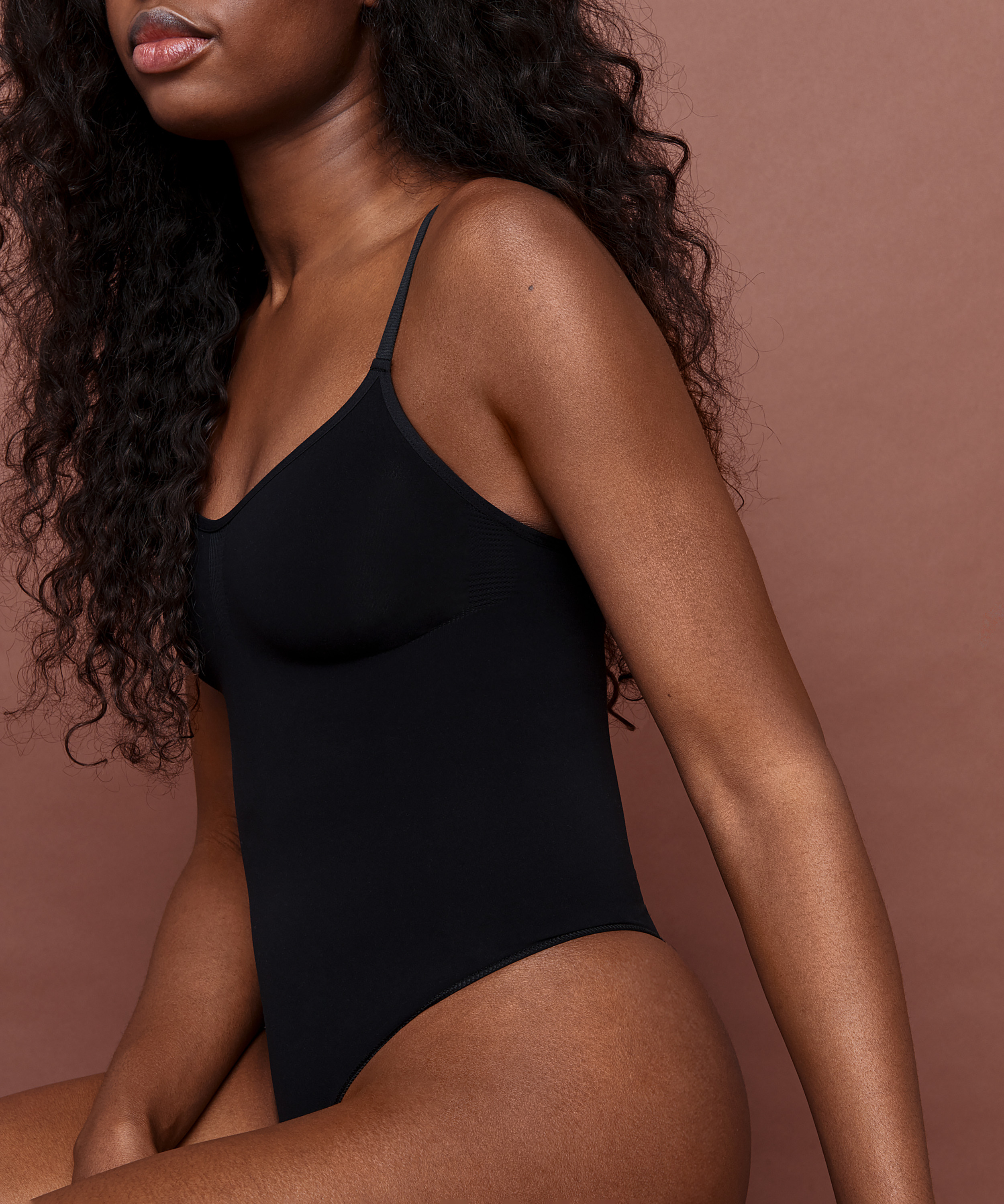 Bodi formació sin costuras de tiro alto, Negro, main