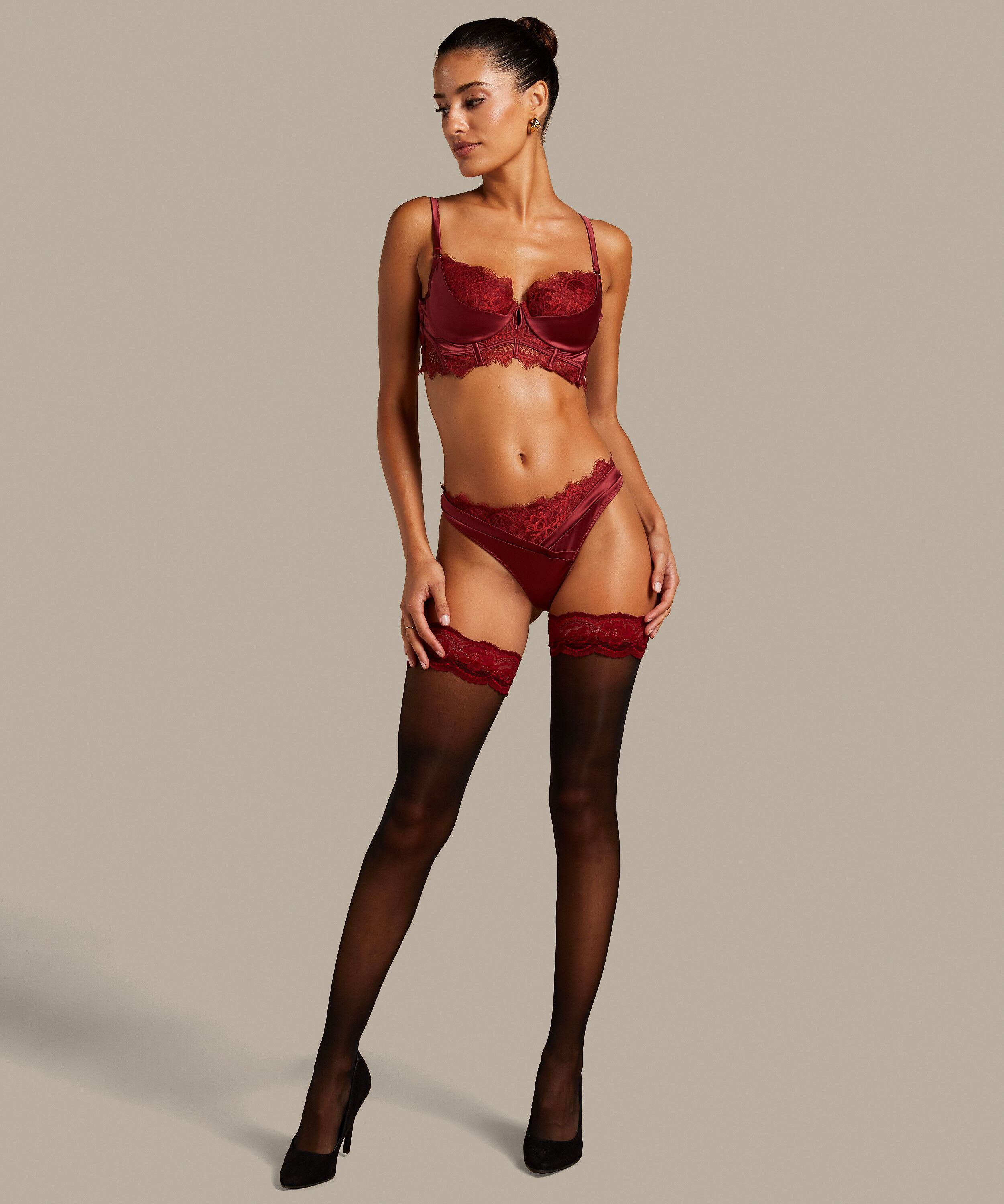 Medias autosostenibles 20 Denier Noir Zoe, Rojo