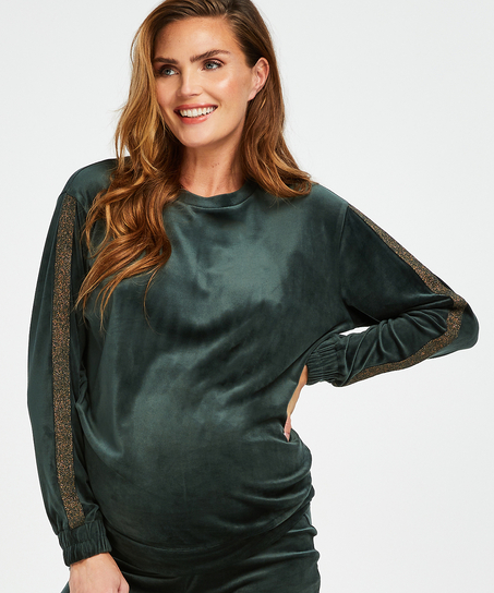 Top premamá de terciopelo Shimmer, Verde