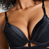 Sujetador de aros longline push-up acolchado Colette, Negro