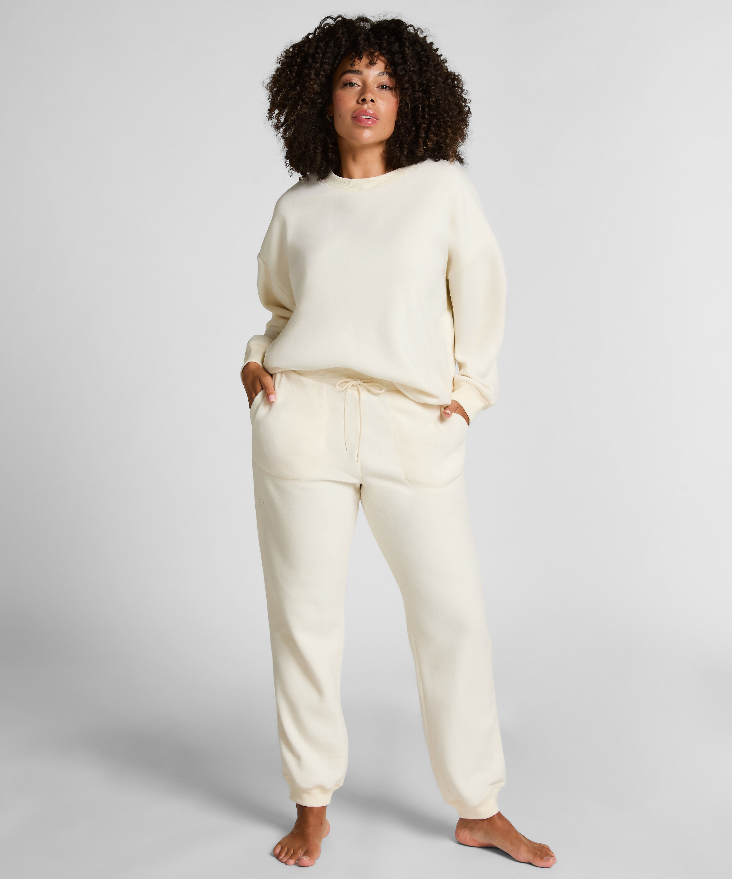 Pantalón de chándal deportivo polar, Blanco Pantalón de chándal deportivo polar, Blanco