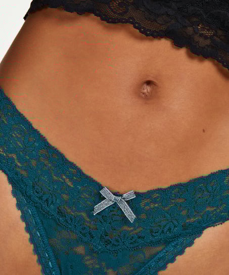 Tanga floral encaje, Azul