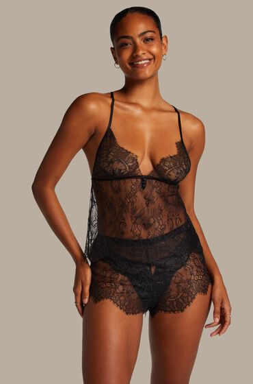 Hunkemöller Pantalones cortos de encaje Delphine Negro