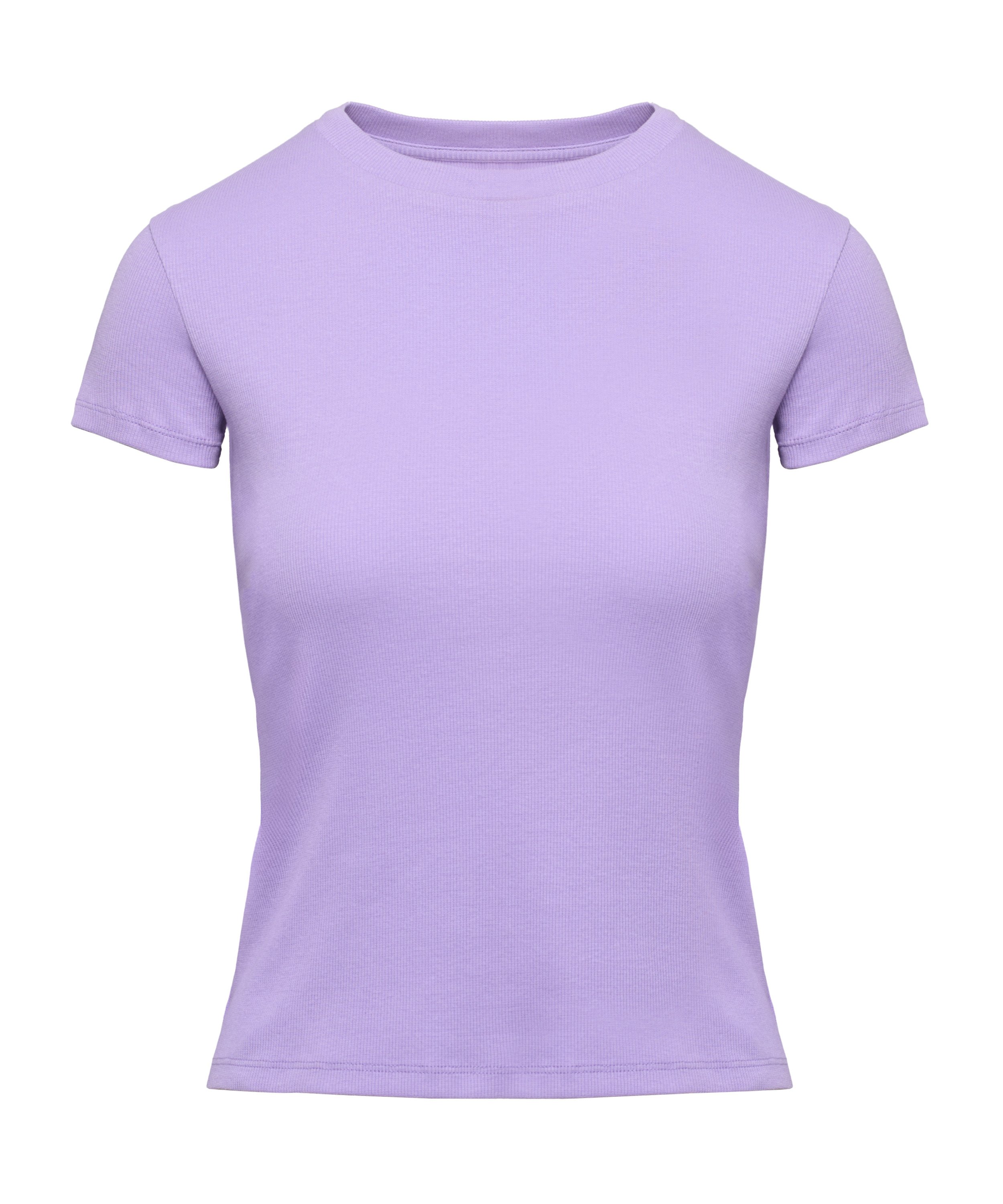 Top de pijama de manga corta rib crew neck, Morado, main