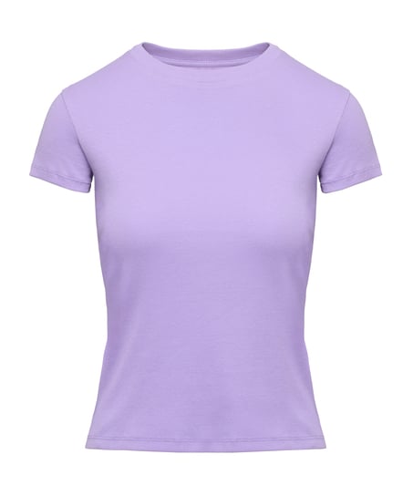 Top de pijama de manga corta rib crew neck, Morado
